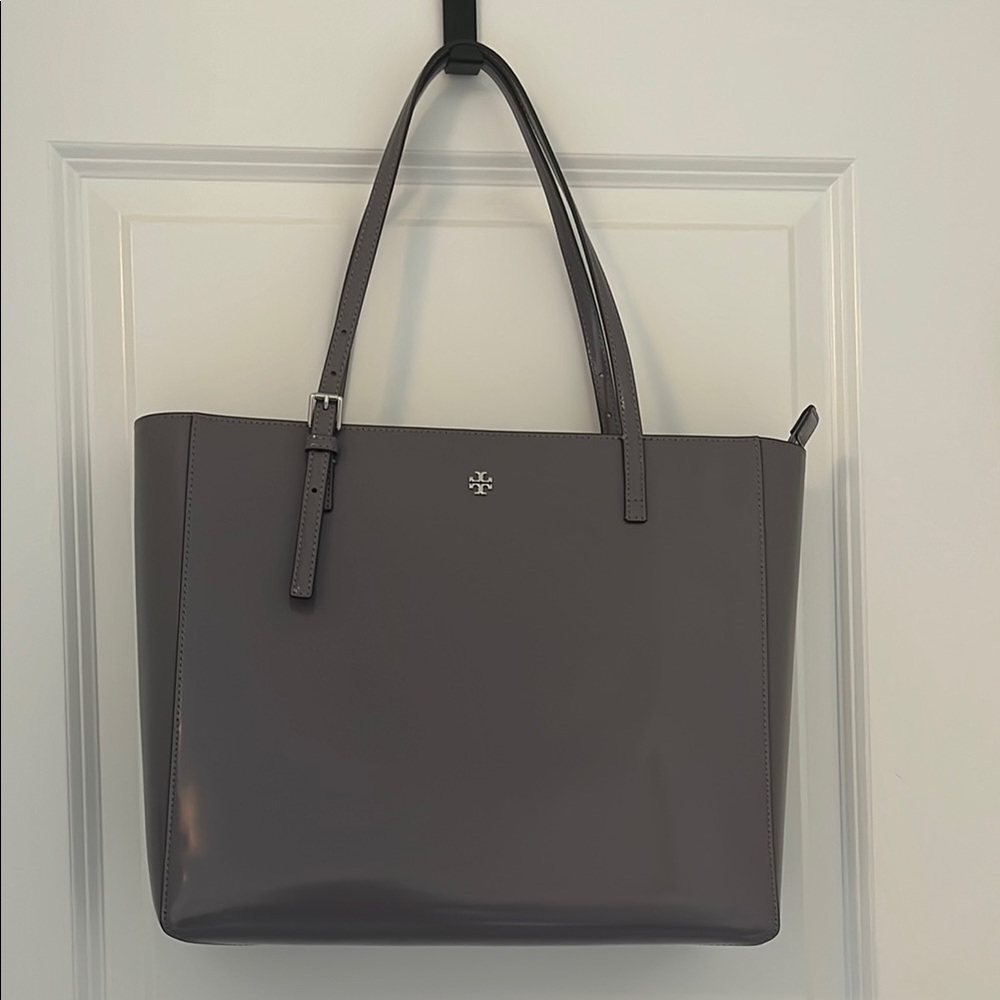 Tory Burch Gray Tote Elegant Leather Bag